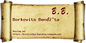 Borkovits Benáta névjegykártya